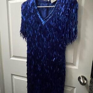 Oleg Cassini Blue Mini Dress